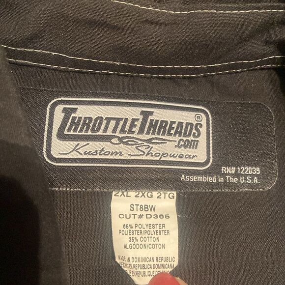 Throttle Threads Men’s Strip Club Choppers Black button up Shirt 2X Talent Scout - Picture 6 of 6